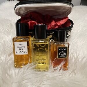RARE Vintage Chanel Make Up Bag & Perfume Set No5 Pour Monsieur Coco Channel